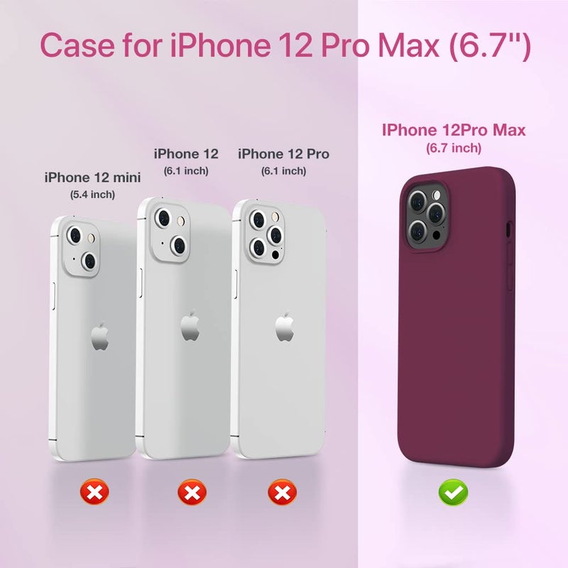 Miracase Compatible with iPhone 12 Pro Max Case, [Soft Anti-Scratch Microfiber Lining], Liquid Silicone Case Gel Rubber Shockproof Drop Protection Phone Case for 12 Pro Max, Wine Red - Image 2